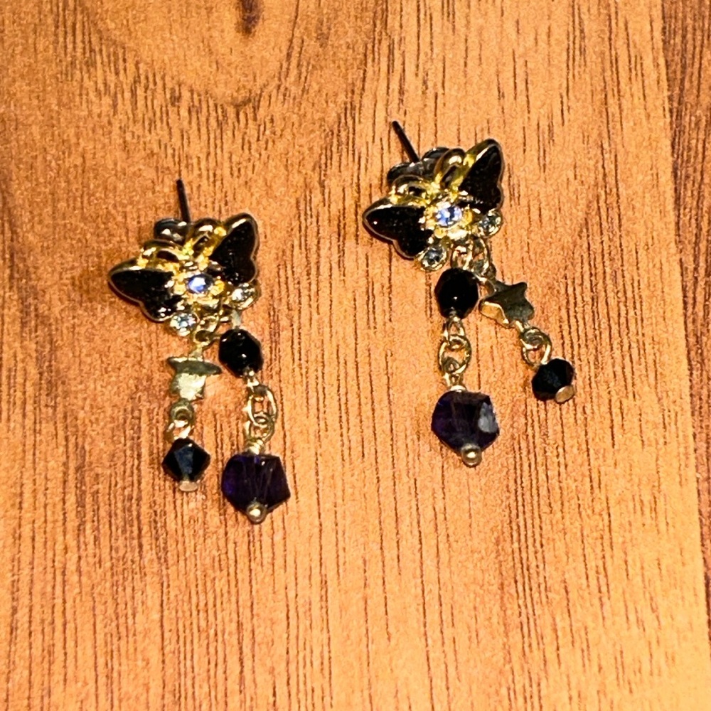 Authentic Anna Sui Butterfly 🦋 Earrings with Removable Charms